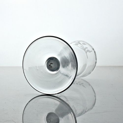 GEORGIAN SCARCE SMALL ENGRAVED DOUBLE SERIES OPAQUE TWIST WINE GLASS - ADDITIONAL PHOTO 3