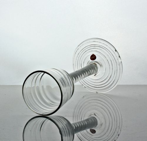 GEORGIAN RARE LYNN DOUBLE SERIES OPAQUE TWIST WINE GLASS TERRACED FOOT - ADDITIONAL PHOTO 2