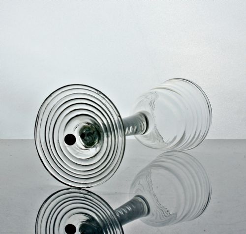 GEORGIAN RARE LYNN DOUBLE SERIES OPAQUE TWIST WINE GLASS TERRACED FOOT - ADDITIONAL PHOTO 3