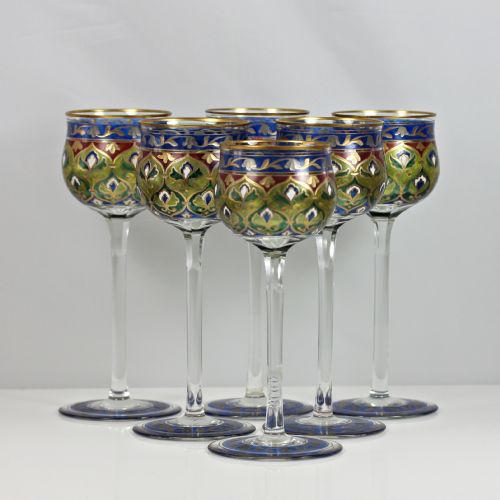 SET OF 56 JUGENDSTIL JODHPUR ENAMELLED WINE GLASSES BY FRITZ HECKERT - ADDITIONAL PHOTO 1