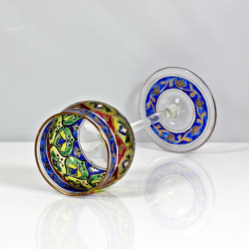 SET OF 56 JUGENDSTIL JODHPUR ENAMELLED WINE GLASSES BY FRITZ HECKERT - ADDITIONAL PHOTO 3