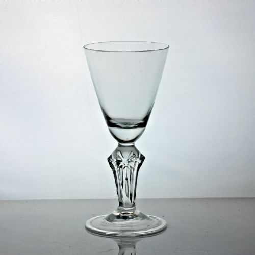 GEORGIAN ENGLISH SIXSIDED PEDESTAL STEM WINE GLASS DIAMONDS TO SHOULDERS - ADDITIONAL PHOTO 1