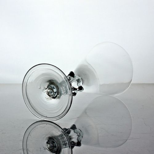 GEORGIAN ENGLISH SIXSIDED PEDESTAL STEM WINE GLASS DIAMONDS TO SHOULDERS - ADDITIONAL PHOTO 3