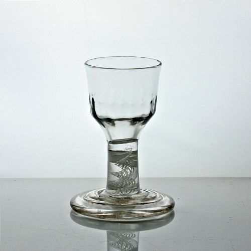 georgian double series opaque twist firing glass terraced foot - CATEGORY: ANTIQUE GLASS - DATED 18TH CENTURY