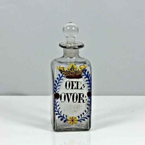 georgian continental polychrome enamelled apothecary or medicine bottle - CATEGORY: ANTIQUE GLASS - DATED 18TH CENTURY