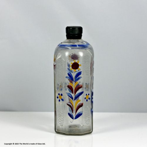 GEORGIAN CONTINENTAL POLYCHROME ENAMELLED SCHNAPPS FLASK - ADDITIONAL PHOTO 1