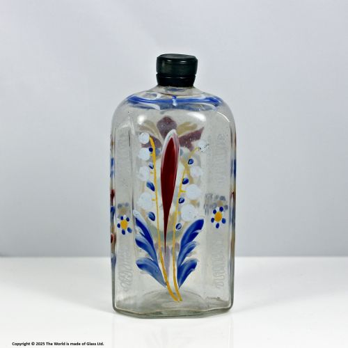 GEORGIAN CONTINENTAL POLYCHROME ENAMELLED SCHNAPPS FLASK - ADDITIONAL PHOTO 2