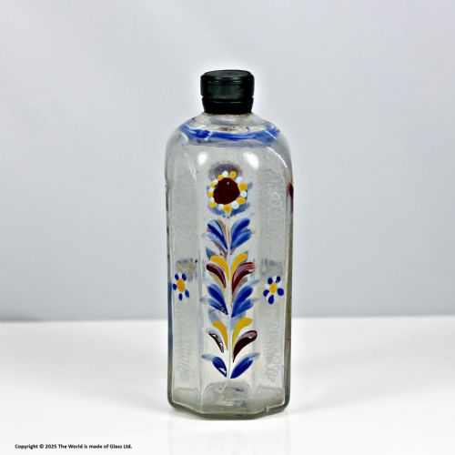 GEORGIAN CONTINENTAL POLYCHROME ENAMELLED SCHNAPPS FLASK - ADDITIONAL PHOTO 3