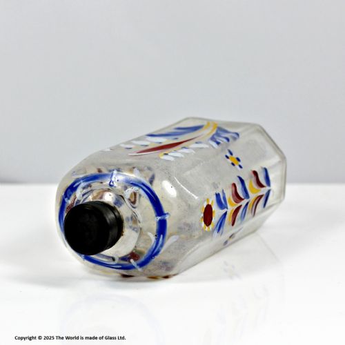 GEORGIAN CONTINENTAL POLYCHROME ENAMELLED SCHNAPPS FLASK - ADDITIONAL PHOTO 4
