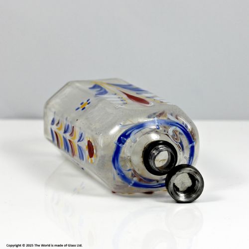 GEORGIAN CONTINENTAL POLYCHROME ENAMELLED SCHNAPPS FLASK - ADDITIONAL PHOTO 5