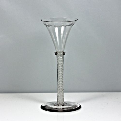 early victorian double series opaque twist wine glass scottish interest - CATEGORY: ANTIQUE GLASS - DATED 19TH CENTURY