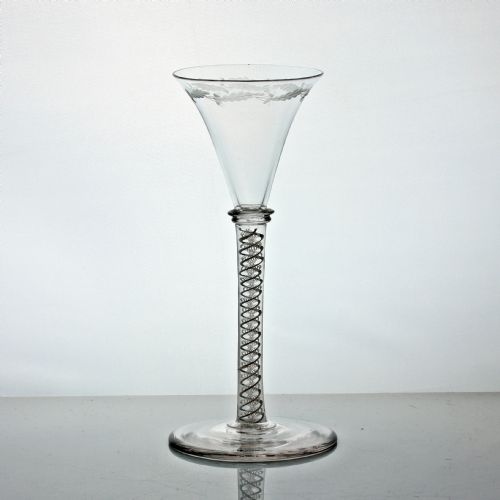 EARLY VICTORIAN DOUBLE SERIES OPAQUE TWIST WINE GLASS SCOTTISH INTEREST - ADDITIONAL PHOTO 2