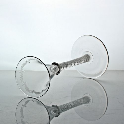 EARLY VICTORIAN DOUBLE SERIES OPAQUE TWIST WINE GLASS SCOTTISH INTEREST - ADDITIONAL PHOTO 3