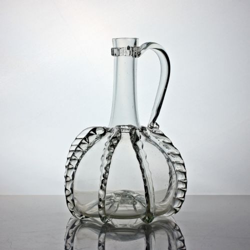 victorian dutch rigaree decorated flagon decanter - CATEGORY: ANTIQUE GLASS - DATED 19TH CENTURY