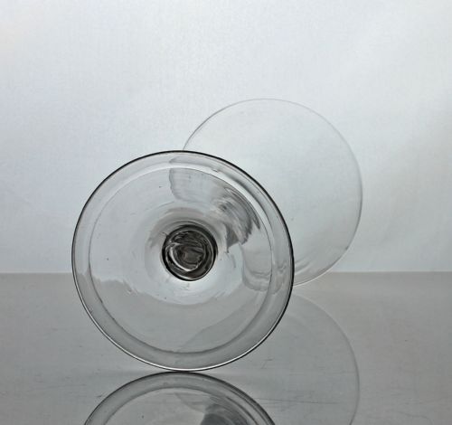 GEORGIAN TRUMPET BOWL PLAIN STEM WINE GLASS AIR TEAR FOLDED FOOT - ADDITIONAL PHOTO 2
