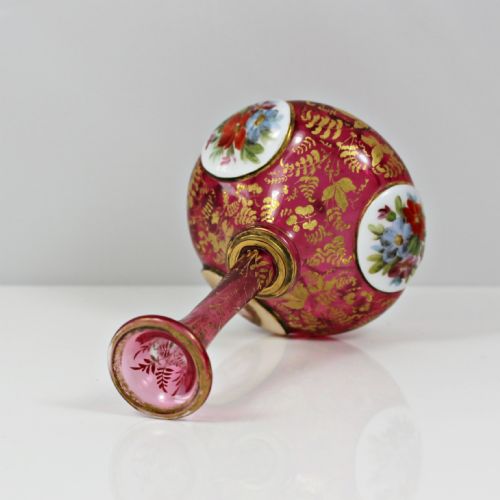 VICTORIAN BOHEMIAN HANDENAMELLED RUBY GLASS VASE - ADDITIONAL PHOTO 1