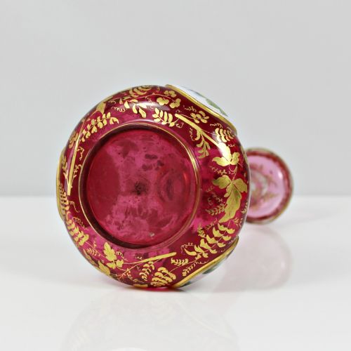 VICTORIAN BOHEMIAN HANDENAMELLED RUBY GLASS VASE - ADDITIONAL PHOTO 2