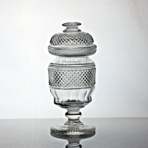 georgianregency cut glass bonbonnire or small urn - CATEGORY: ANTIQUE GLASS - DATED 19TH CENTURY