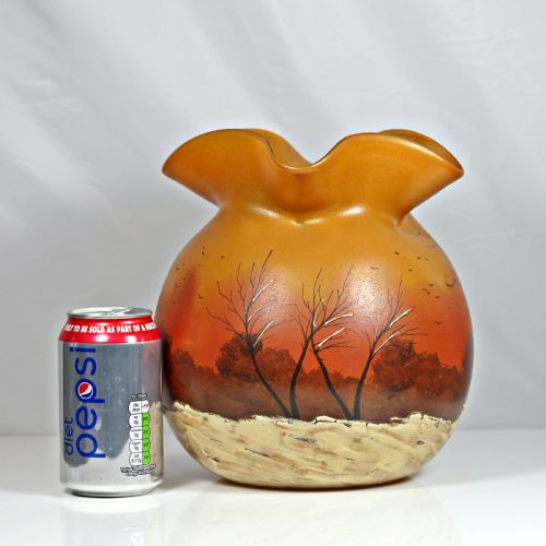 LEGRAS LARGE OVIFORM VASE DECORATED WITH WINTER LANDSCAPE SCENE - ADDITIONAL PHOTO 1