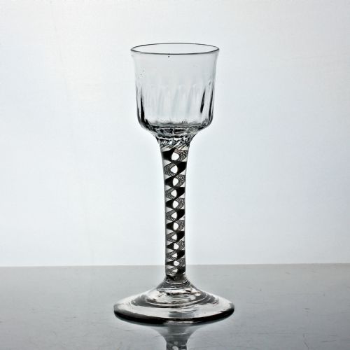 GEORGIAN DOUBLE SERIES OPAQUE TWIST WINE GLASS FLUTEMOULDED OGEE BOWL - ADDITIONAL PHOTO 1