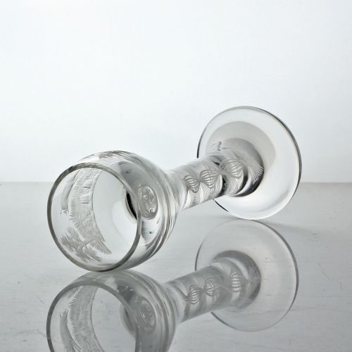 VICTORIAN ENGRAVED OPAQUE TWIST WINE GLASS BY JOSPHINENHUTTE GERMANY - ADDITIONAL PHOTO 2
