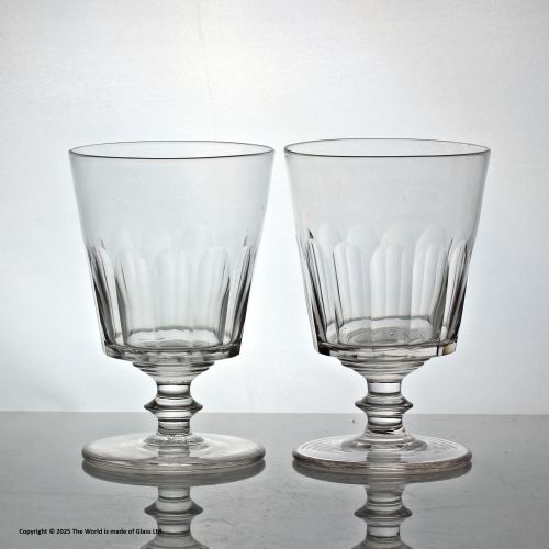 early victorian pair of flute moulded bucket bowl rummers - CATEGORY: ANTIQUE GLASS - DATED 19TH CENTURY
