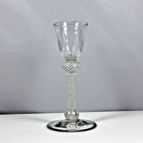georgian multi spiral opaque twist wine glass double knop - CATEGORY: ANTIQUE GLASS - DATED 18TH CENTURY