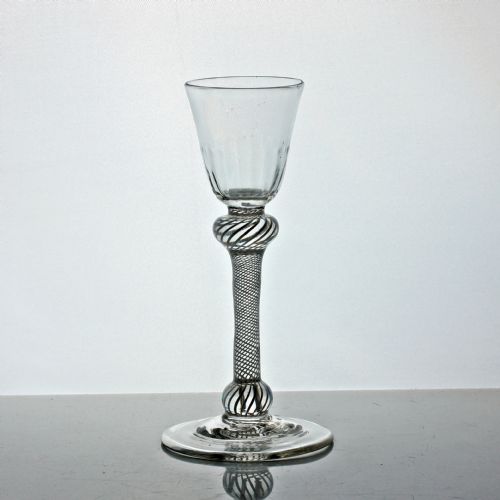 GEORGIAN MULTI SPIRAL OPAQUE TWIST WINE GLASS DOUBLE KNOP - ADDITIONAL PHOTO 1