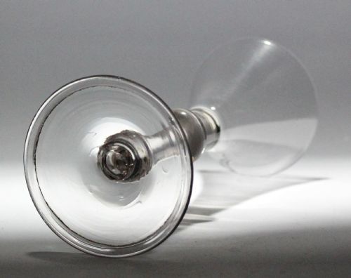 GEORGIAN BALUSTROID WINE GLASS TRUMPET BOWL DOUBLE KNOP - ADDITIONAL PHOTO 2