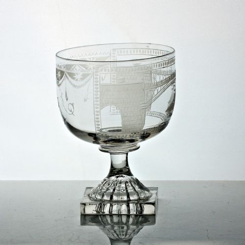 GEORGIAN CUP BOWL SUNDERLAND BRIDGE ENGRAVED RUMMER - ADDITIONAL PHOTO 3