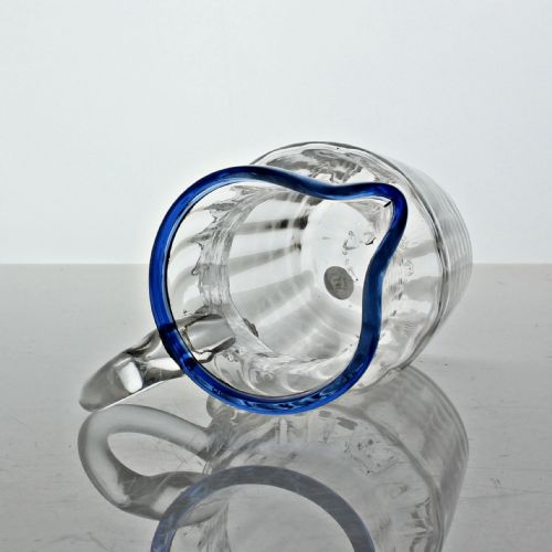 GEORGIAN LARGE PANELMOULDED CREAM JUG WITH BLUE GLASS RIM - ADDITIONAL PHOTO 4
