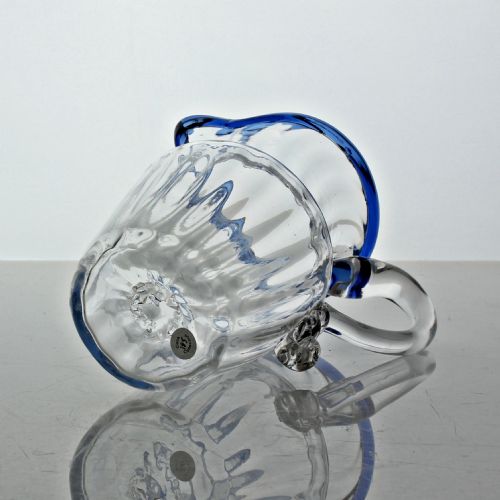 GEORGIAN LARGE PANELMOULDED CREAM JUG WITH BLUE GLASS RIM - ADDITIONAL PHOTO 5