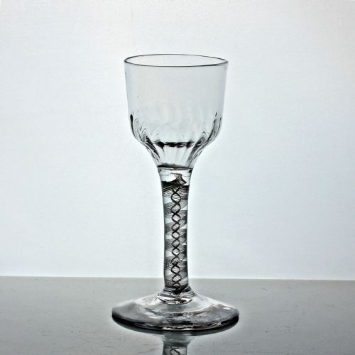 GEORGIAN DOUBLE SERIES OPAQUE TWIST WINE GLASS FLUTEMOULDED OGEE BOWL - ADDITIONAL PHOTO 1
