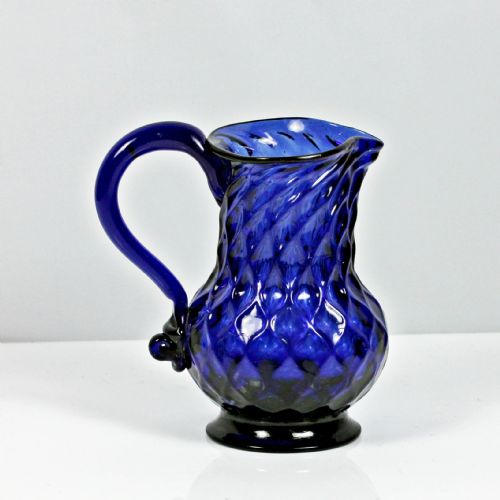 GEORGIAN BRISTOL BLUE DIAMONDMOULDED CREAM JUG - ADDITIONAL PHOTO 2
