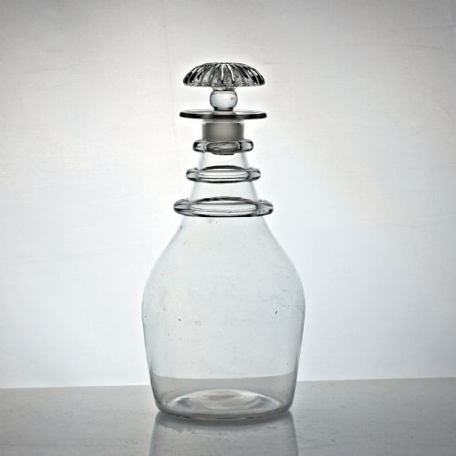 GEORGIAN PLAIN PRUSSIAN STYLE THREE RING DECANTER - ADDITIONAL PHOTO 1