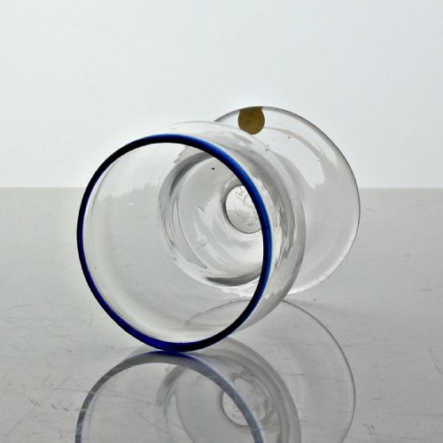 GEORGIAN PLAIN DOUBLE OGEE BOWL MONTEITH OR BONNET GLASS WITH BLUE GLASS RIM - ADDITIONAL PHOTO 1