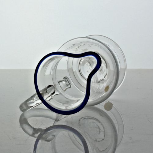 GEORGIAN PLAIN BOWL CREAM JUG WITH BLUE GLASS RIM FOLDED FOOT - ADDITIONAL PHOTO 4