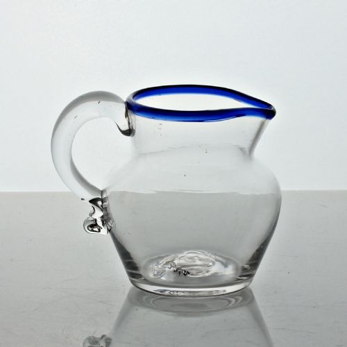 GEORGIAN SMALL PLAIN BOWL CREAM JUG WITH BLUE GLASS RIM - ADDITIONAL PHOTO 1