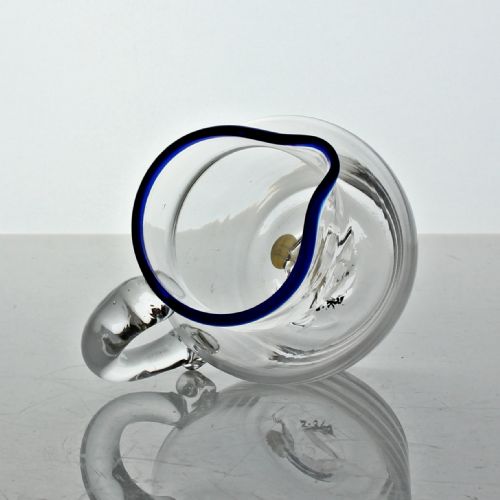 GEORGIAN SMALL PLAIN BOWL CREAM JUG WITH BLUE GLASS RIM - ADDITIONAL PHOTO 3