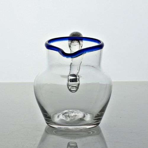 GEORGIAN SMALL PLAIN BOWL CREAM JUG WITH BLUE GLASS RIM - ADDITIONAL PHOTO 4