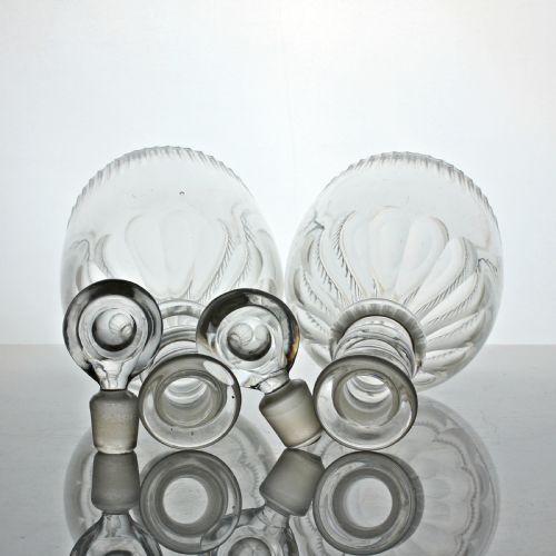 GEORGIAN PAIR OF THREERING PRUSSIAN STYLE DECANTERS - ADDITIONAL PHOTO 1
