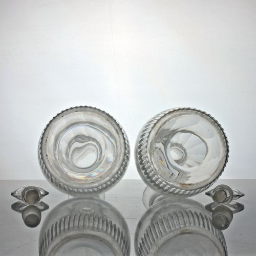 GEORGIAN PAIR OF THREERING PRUSSIAN STYLE DECANTERS - ADDITIONAL PHOTO 2