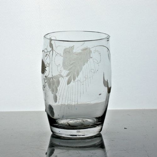 GEORGIAN HOP BARLEY ENGRAVED BARREL BOWL TUMBLER - ADDITIONAL PHOTO 1