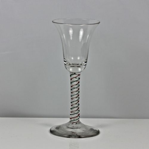 georgian red and green colour twist wine glass - CATEGORY: ANTIQUE GLASS - DATED 18TH CENTURY