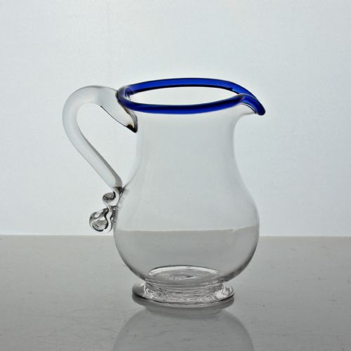 GEORGIAN PLAIN BOWL CREAM JUG WITH BLUE GLASS RIM - ADDITIONAL PHOTO 1