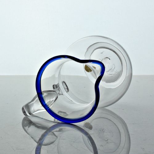 GEORGIAN PLAIN BOWL CREAM JUG WITH BLUE GLASS RIM - ADDITIONAL PHOTO 2