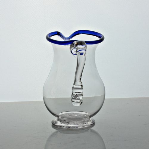 GEORGIAN PLAIN BOWL CREAM JUG WITH BLUE GLASS RIM - ADDITIONAL PHOTO 3