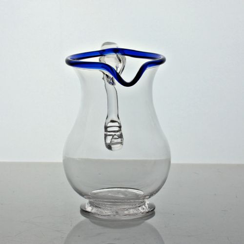 GEORGIAN PLAIN BOWL CREAM JUG WITH BLUE GLASS RIM - ADDITIONAL PHOTO 4