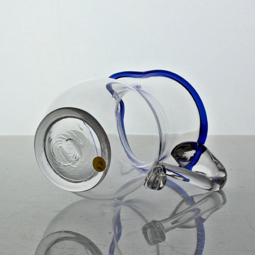 GEORGIAN PLAIN BOWL CREAM JUG WITH BLUE GLASS RIM - ADDITIONAL PHOTO 5