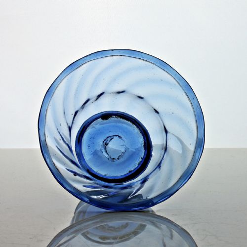 GEORGIAN SUNDERLAND BLUE WRYTHENED GLASS SUGAR BOWL - ADDITIONAL PHOTO 2